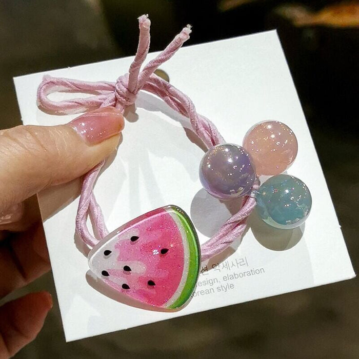 Wholesale fruit watermelon strawberry resin hair rope JDC-HS-ShiX001 Hair Scrunchies 诗弦 3 Wholesale Jewelry JoyasDeChina Joyas De China
