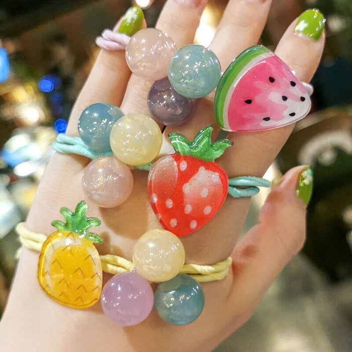 Wholesale fruit watermelon strawberry resin hair rope JDC-HS-ShiX001 Hair Scrunchies 诗弦 Wholesale Jewelry JoyasDeChina Joyas De China