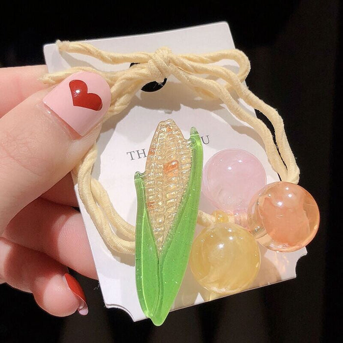 Wholesale fruit watermelon strawberry resin hair rope JDC-HS-ShiX001 Hair Scrunchies 诗弦 5 Wholesale Jewelry JoyasDeChina Joyas De China