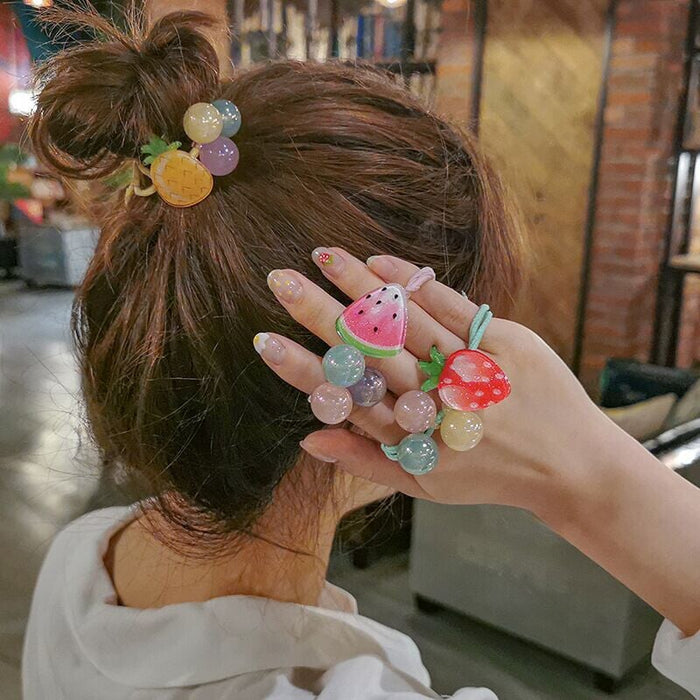 Wholesale fruit watermelon strawberry resin hair rope JDC-HS-ShiX001 Hair Scrunchies 诗弦 Wholesale Jewelry JoyasDeChina Joyas De China