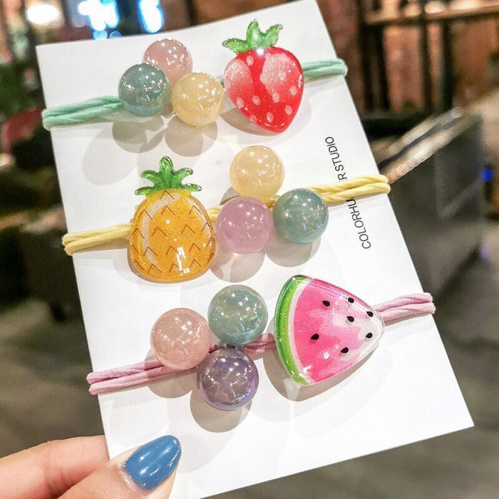 Wholesale fruit watermelon strawberry resin hair rope JDC-HS-ShiX001 Hair Scrunchies 诗弦 Wholesale Jewelry JoyasDeChina Joyas De China