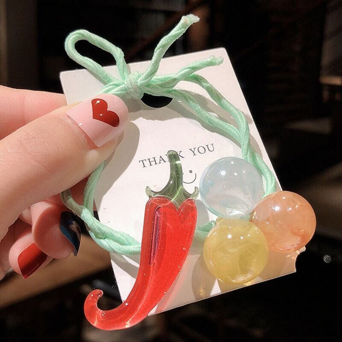 Wholesale fruit watermelon strawberry resin hair rope JDC-HS-ShiX001 Hair Scrunchies 诗弦 7 Wholesale Jewelry JoyasDeChina Joyas De China