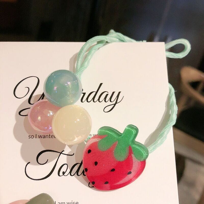Wholesale fruit watermelon strawberry resin hair rope JDC-HS-ShiX001 Hair Scrunchies 诗弦 9 Wholesale Jewelry JoyasDeChina Joyas De China