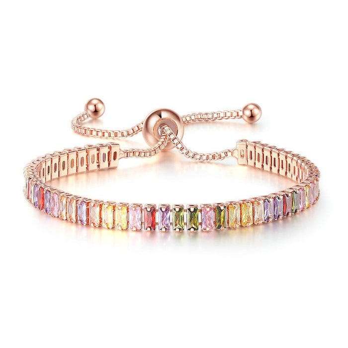 Wholesale full diamond adjustable crystal tennis chain color zircon bracelet MOQ≥2 JDC-BT-Kas001 Bracelet 卡诗 3 MOQ2 Wholesale Jewelry JoyasDeChina Joyas De China