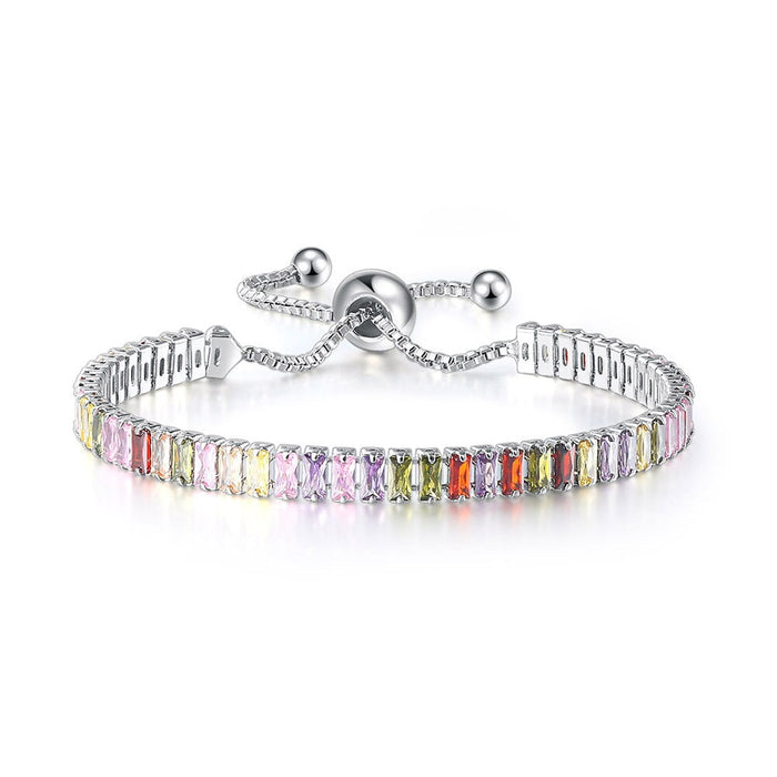 Wholesale full diamond adjustable crystal tennis chain color zircon bracelet MOQ≥2 JDC-BT-Kas001 Bracelet 卡诗 4 MOQ2 Wholesale Jewelry JoyasDeChina Joyas De China