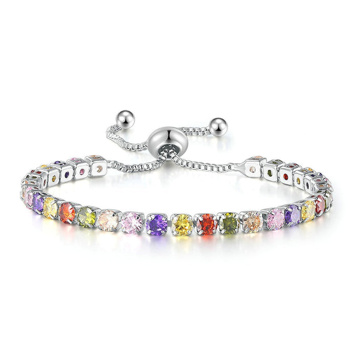 Wholesale full diamond adjustable crystal tennis chain color zircon bracelet MOQ≥2 JDC-BT-Kas001 Bracelet 卡诗 8 MOQ2 Wholesale Jewelry JoyasDeChina Joyas De China