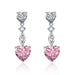 Wholesale full diamond heart long tassel yellow silver plated earrings JDC-ES-BZ014 Earrings 标志 pink Wholesale Jewelry JoyasDeChina Joyas De China
