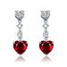 Wholesale full diamond heart long tassel yellow silver plated earrings JDC-ES-BZ014 Earrings 标志 red Wholesale Jewelry JoyasDeChina Joyas De China