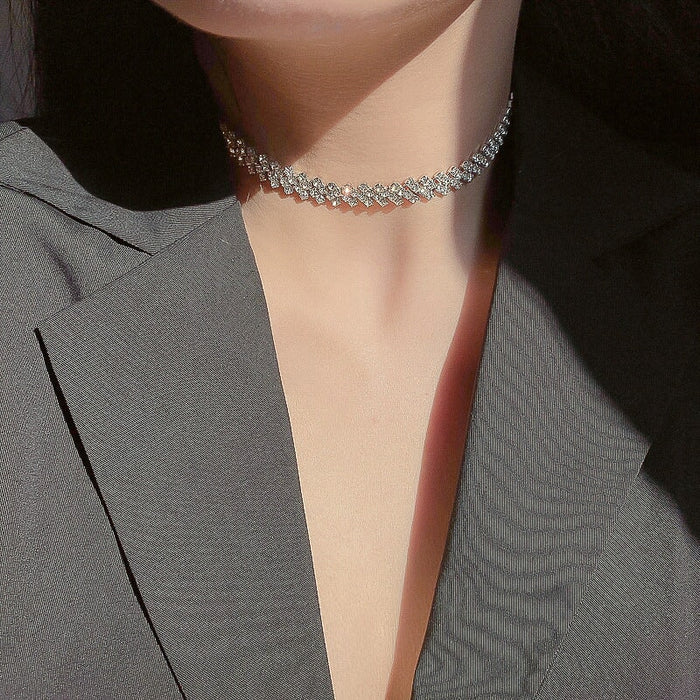 Wholesale full diamond short alloy necklace JDC-NE-BaoY002 Necklaces 宝钰 Wholesale Jewelry JoyasDeChina Joyas De China