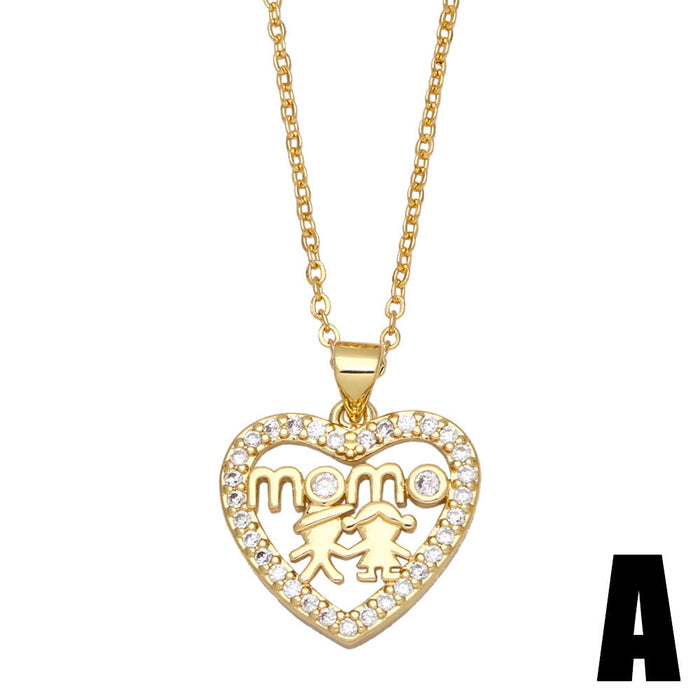 Wholesale geometric love mother's day necklace JDC-NE-AOS019 Necklaces 翱昇 A Wholesale Jewelry JoyasDeChina Joyas De China