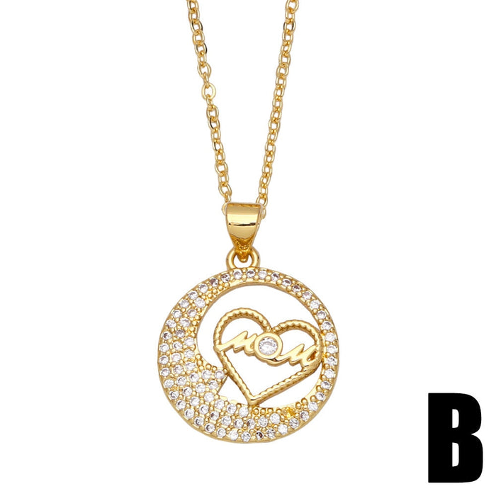 Wholesale geometric love mother's day necklace JDC-NE-AOS019 Necklaces 翱昇 B Wholesale Jewelry JoyasDeChina Joyas De China