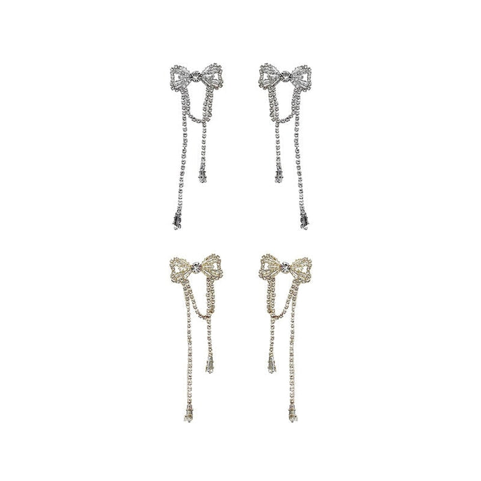 Wholesale girl bright diamond Bow Earrings 925 silver needles JDC-ES-ChiH019 Earrings 池豪 Wholesale Jewelry JoyasDeChina Joyas De China