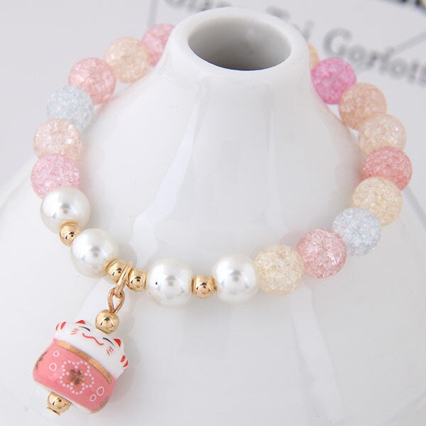Wholesale glass crystal stone zhao cai cat alloy bracelet JDC-BT-WY132 Bracelet 威扬 Wholesale Jewelry JoyasDeChina Joyas De China