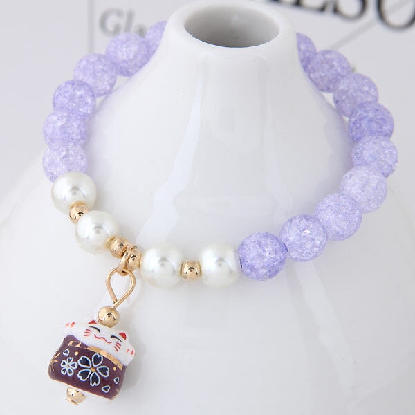 Wholesale glass crystal stone zhao cai cat alloy bracelet JDC-BT-WY132 Bracelet 威扬 Wholesale Jewelry JoyasDeChina Joyas De China