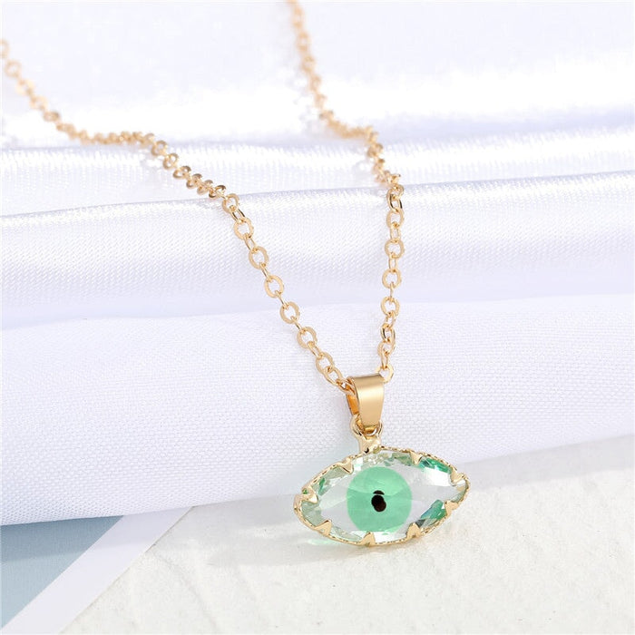 Wholesale Glass Devil's Eye Alloy Crystal Necklace MOQ≥6 JDC-NE-Juej004 Necklaces 觉际 green Wholesale Jewelry JoyasDeChina Joyas De China