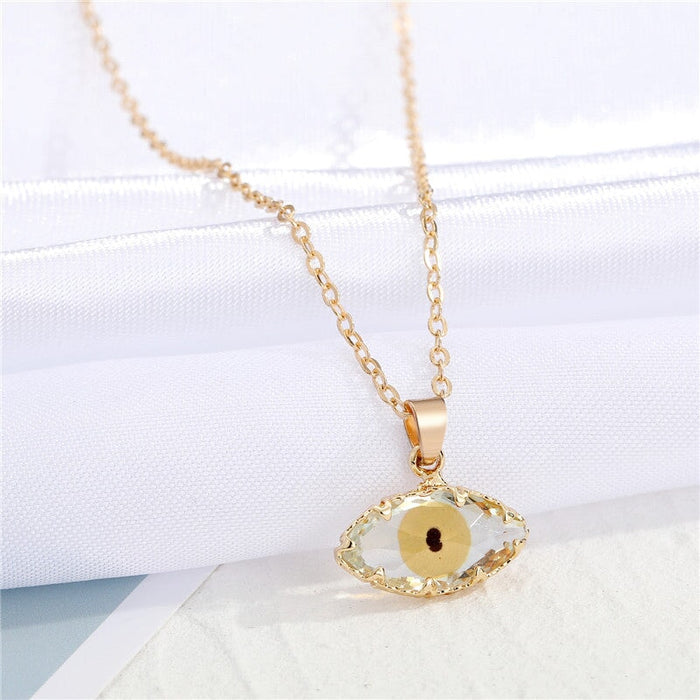 Wholesale Glass Devil's Eye Alloy Crystal Necklace MOQ≥6 JDC-NE-Juej004 Necklaces 觉际 yellow Wholesale Jewelry JoyasDeChina Joyas De China