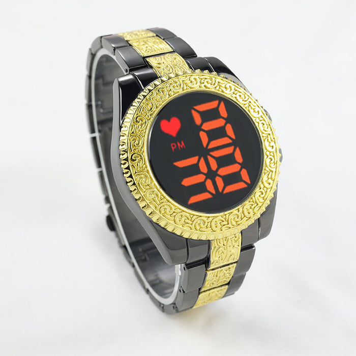 Wholesale Glass Mirror Alloy Stainless Steel Touch LED Watch JDC-WH-Jinj024 Watch 金嘉 black gold Wholesale Jewelry JoyasDeChina Joyas De China