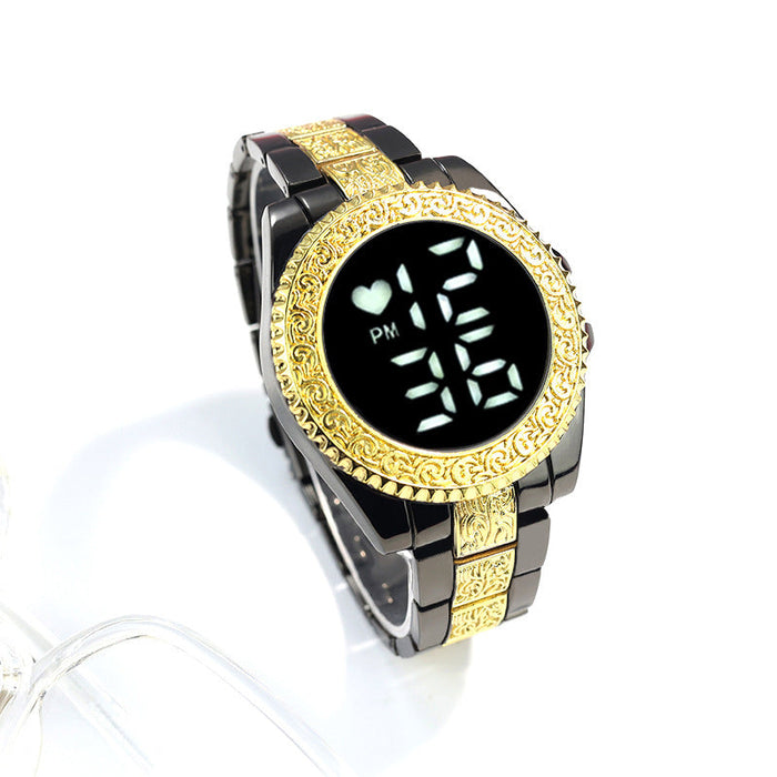 Wholesale Glass Mirror Alloy Stainless Steel Touch LED Watch JDC-WH-Jinj024 Watch 金嘉 Black Gold White Lamp Wholesale Jewelry JoyasDeChina Joyas De China