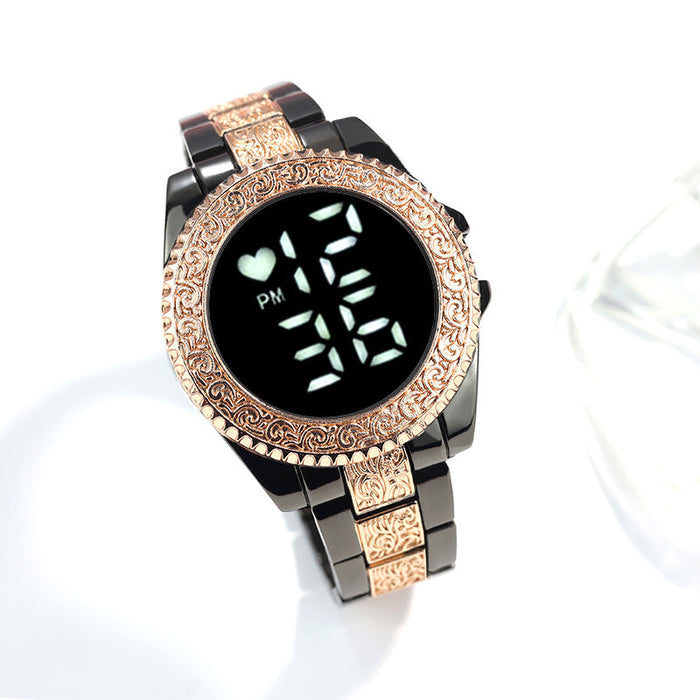 Wholesale Glass Mirror Alloy Stainless Steel Touch LED Watch JDC-WH-Jinj024 Watch 金嘉 Black Rose White Lamp Wholesale Jewelry JoyasDeChina Joyas De China