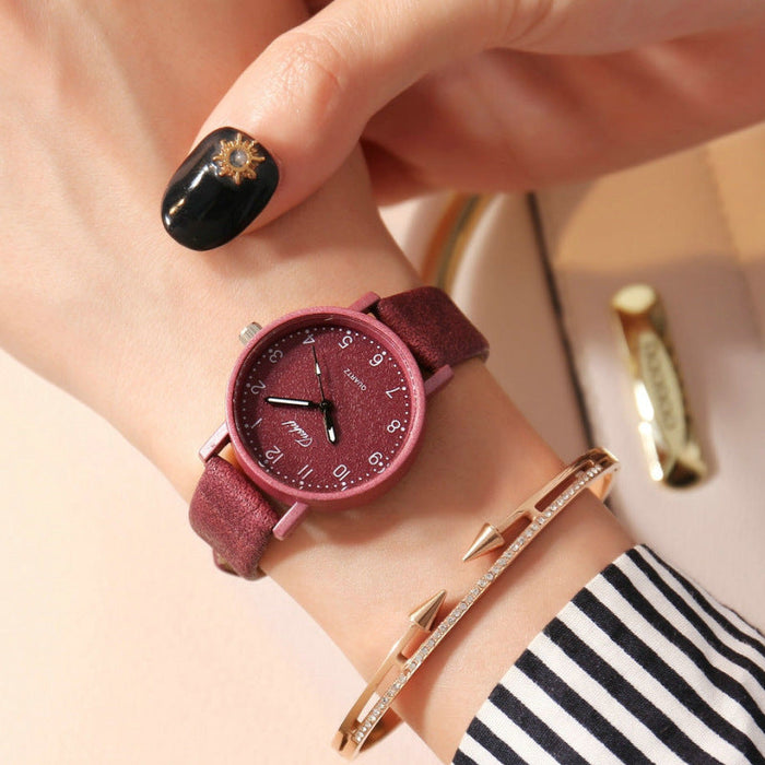 Wholesale Glass Mirror Stainless Steel Faux Leather Quartz Watch JDC-WH-Jinj032 Watch 金嘉 purple Wholesale Jewelry JoyasDeChina Joyas De China