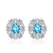 Wholesale glitter diamond flower plated silver stud earrings JDC-ES-BZ017 Earrings 标志 blue Wholesale Jewelry JoyasDeChina Joyas De China