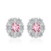 Wholesale glitter diamond flower plated silver stud earrings JDC-ES-BZ017 Earrings 标志 pink Wholesale Jewelry JoyasDeChina Joyas De China