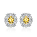 Wholesale glitter diamond flower plated silver stud earrings JDC-ES-BZ017 Earrings 标志 Yellow Wholesale Jewelry JoyasDeChina Joyas De China