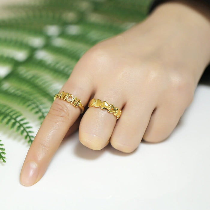 Wholesale glossy vintage love mother's day letter copper open ring JDC-RS-AOS001 Rings 翱昇 Wholesale Jewelry JoyasDeChina Joyas De China