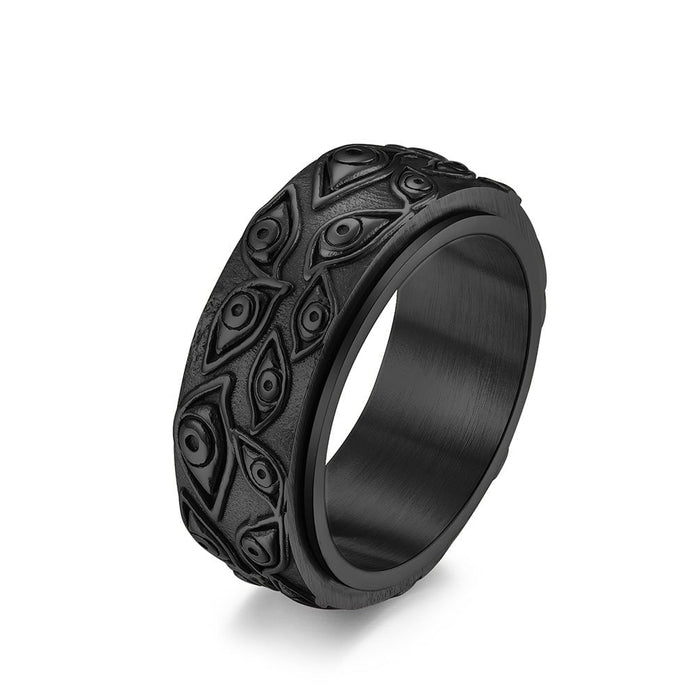 Wholesale God's Eye can rotate vintage stainless steel ring JDC-RS-QianF005 Rings 千风 Black 7# Wholesale Jewelry JoyasDeChina Joyas De China
