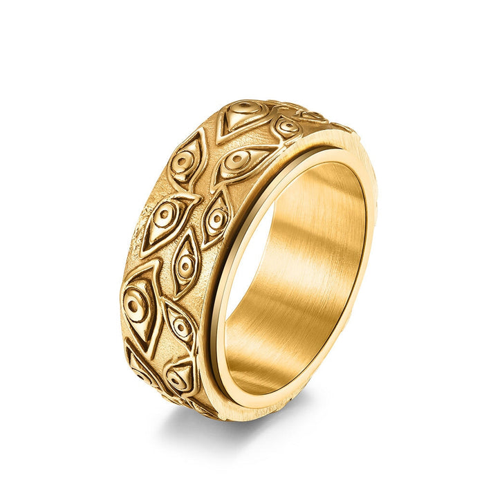 Wholesale God's Eye can rotate vintage stainless steel ring JDC-RS-QianF005 Rings 千风 Gold 7# Wholesale Jewelry JoyasDeChina Joyas De China