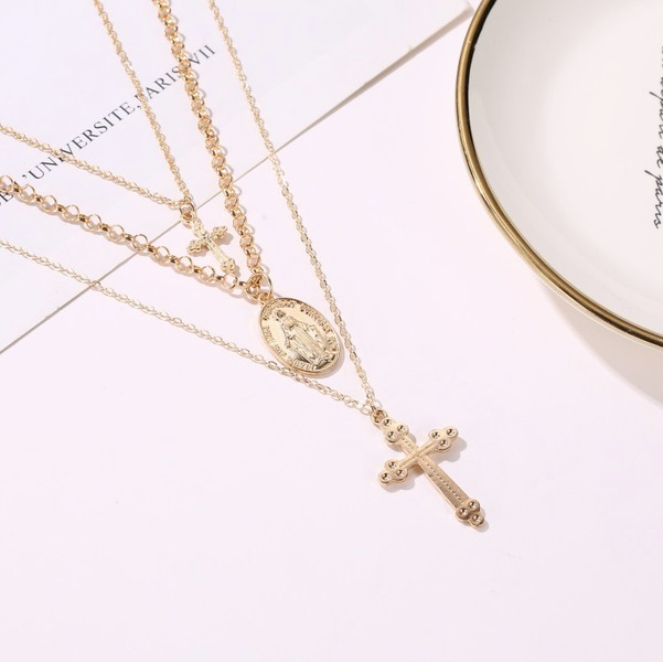 Bulk Jewelry Wholesale gold alloy 3-layer cross necklace JDC-NE-A328 Wholesale factory from China YIWU China