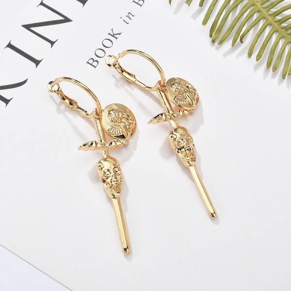 Bulk Jewelry Wholesale gold alloy angel skull cross Earrings JDC-ES-bq018 Wholesale factory from China YIWU China