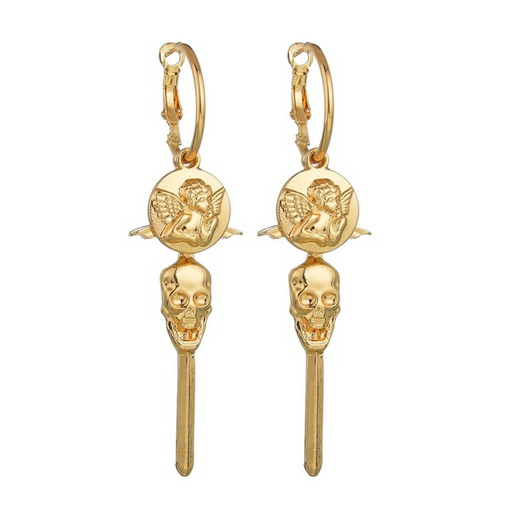 Bulk Jewelry Wholesale gold alloy angel skull cross Earrings JDC-ES-bq018 Wholesale factory from China YIWU China