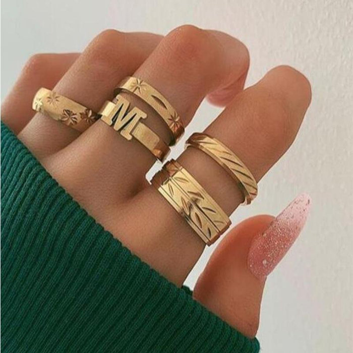 Bulk Jewelry Wholesale gold alloy branch ring set of 5  JDC-RS-e034 Wholesale factory from China YIWU China