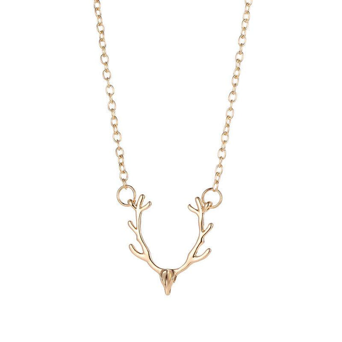 Bulk Jewelry Wholesale gold alloy calder deer head moose necklace JDC-NE-D640 Wholesale factory from China YIWU China