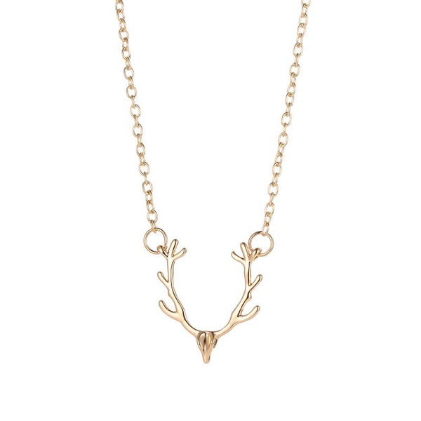 Bulk Jewelry Wholesale gold alloy calder deer head moose necklace JDC-NE-D640 Wholesale factory from China YIWU China