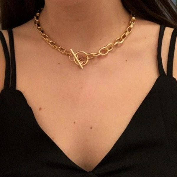 Bulk Jewelry Wholesale gold alloy chain simple retro personality clavicle chain JDC-NE-F312 Wholesale factory from China YIWU China