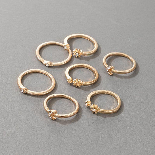 Bulk Jewelry Wholesale gold alloy diamond flower moon joint ring set of 7 JDC-RS-C177 Wholesale factory from China YIWU China