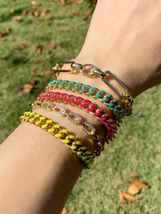 Bulk Jewelry Wholesale gold alloy drop oil color Cuba Chain Bracelet JDC-BT-AS9 Wholesale factory from China YIWU China