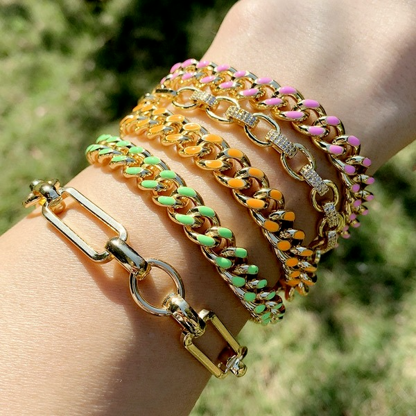 Bulk Jewelry Wholesale gold alloy drop oil color Cuba Chain Bracelet JDC-BT-AS9 Wholesale factory from China YIWU China