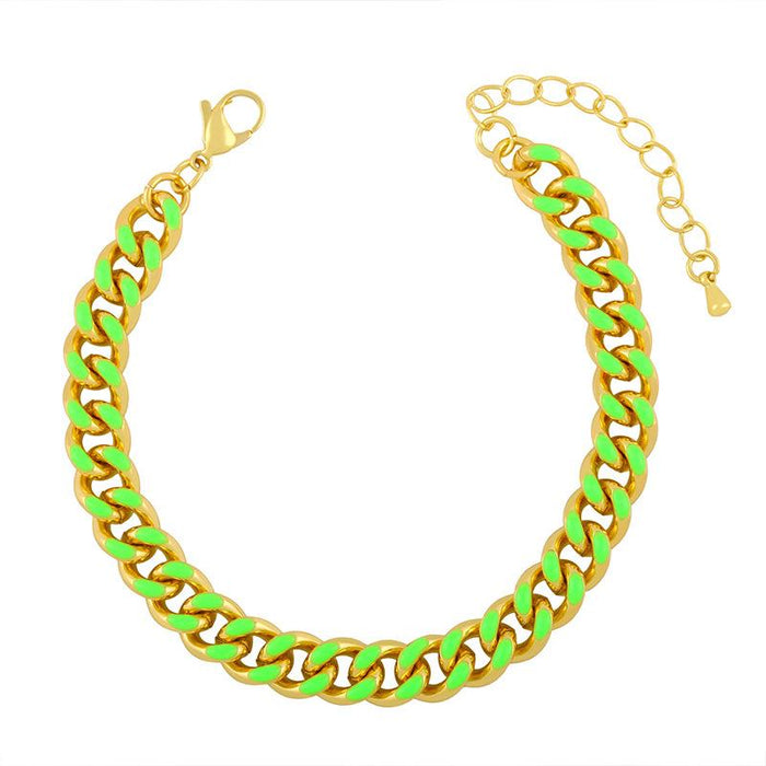 Bulk Jewelry Wholesale gold alloy drop oil color Cuba Chain Bracelet JDC-BT-AS9 Wholesale factory from China YIWU China