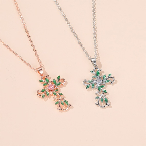 Bulk Jewelry Wholesale gold alloy flower cross necklace JDC-NE-D628 Wholesale factory from China YIWU China