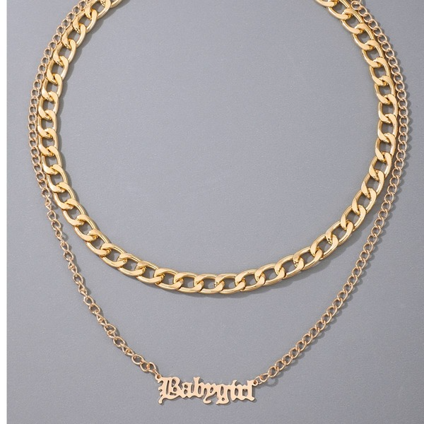 Bulk Jewelry Wholesale gold alloy flower letter hollow two-layer necklace JDC-NE-C028 Wholesale factory from China YIWU China