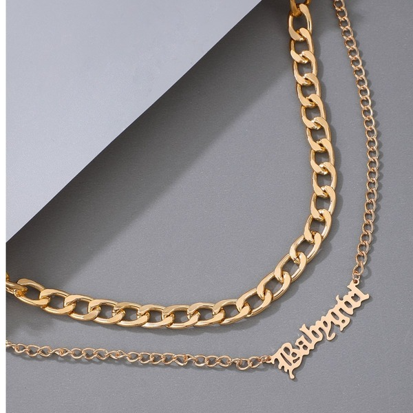 Bulk Jewelry Wholesale gold alloy flower letter hollow two-layer necklace JDC-NE-C028 Wholesale factory from China YIWU China