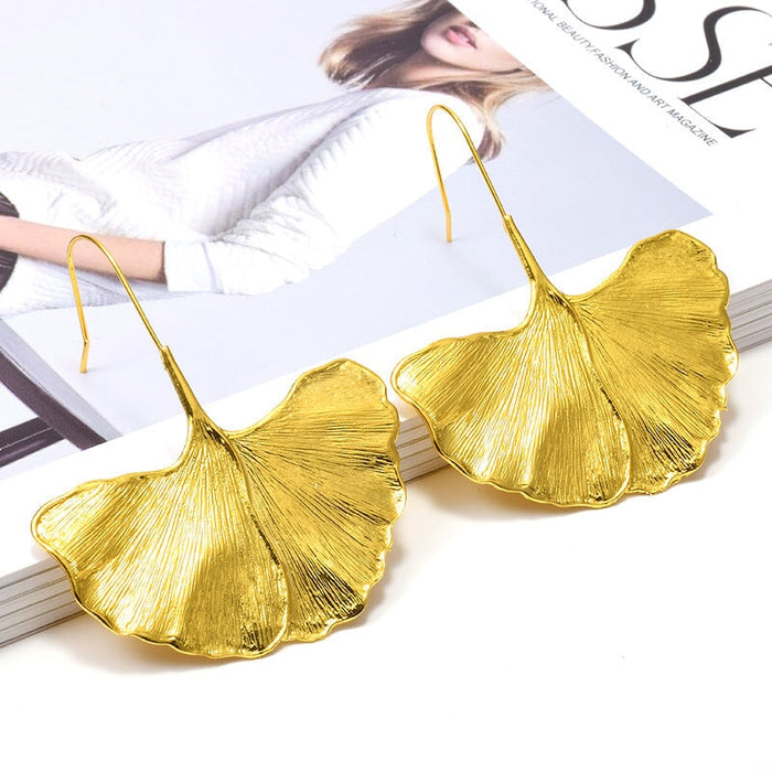 Wholesale gold alloy leaf earrings JDC-ES-SK070 Earrings 深刻 Wholesale Jewelry JoyasDeChina Joyas De China