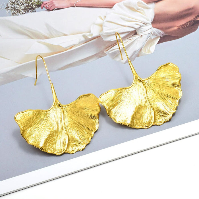 Wholesale gold alloy leaf earrings JDC-ES-SK070 Earrings 深刻 Wholesale Jewelry JoyasDeChina Joyas De China