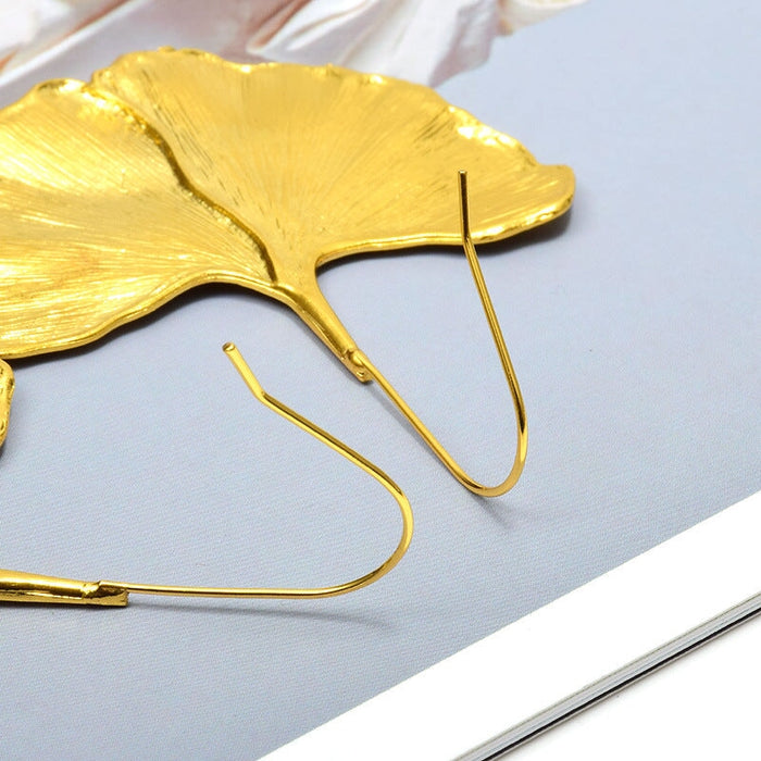 Wholesale gold alloy leaf earrings JDC-ES-SK070 Earrings 深刻 Wholesale Jewelry JoyasDeChina Joyas De China