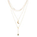 Bulk Jewelry Wholesale gold alloy moon-encrusted pentagram multi-layer necklace JDC-NE-C091 Wholesale factory from China YIWU China
