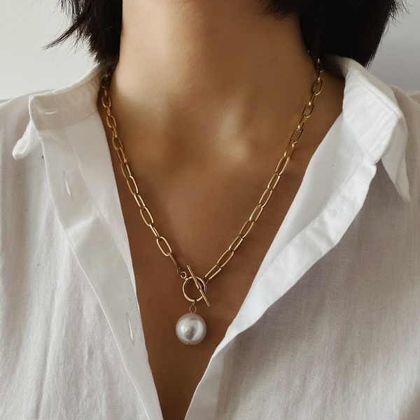 Bulk Jewelry Wholesale gold alloy moon imitation pearl multi-layer necklace JDC-NE-KunJ047 Wholesale factory from China YIWU China