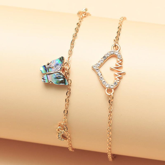 Bulk Jewelry Wholesale gold alloy peach heart gramli butterfly chain JDC-AS-e067 Wholesale factory from China YIWU China